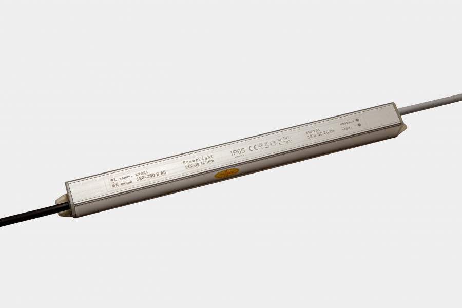 Источник питания PowerLight PLC-20-12 N, IP65, slim, металл