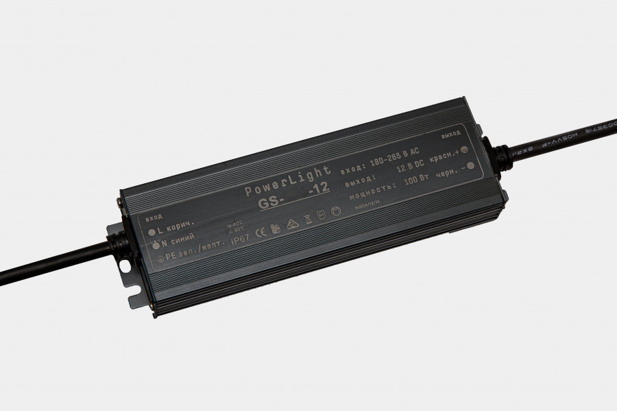 Источник питания PowerLight GS-60-12, IP67, низкопрофильный, металл