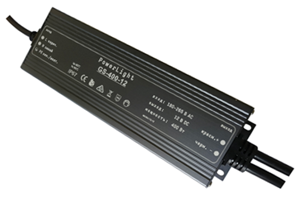 Источник питания PowerLight GS-400-24, IP67, низкопрофильный, металл