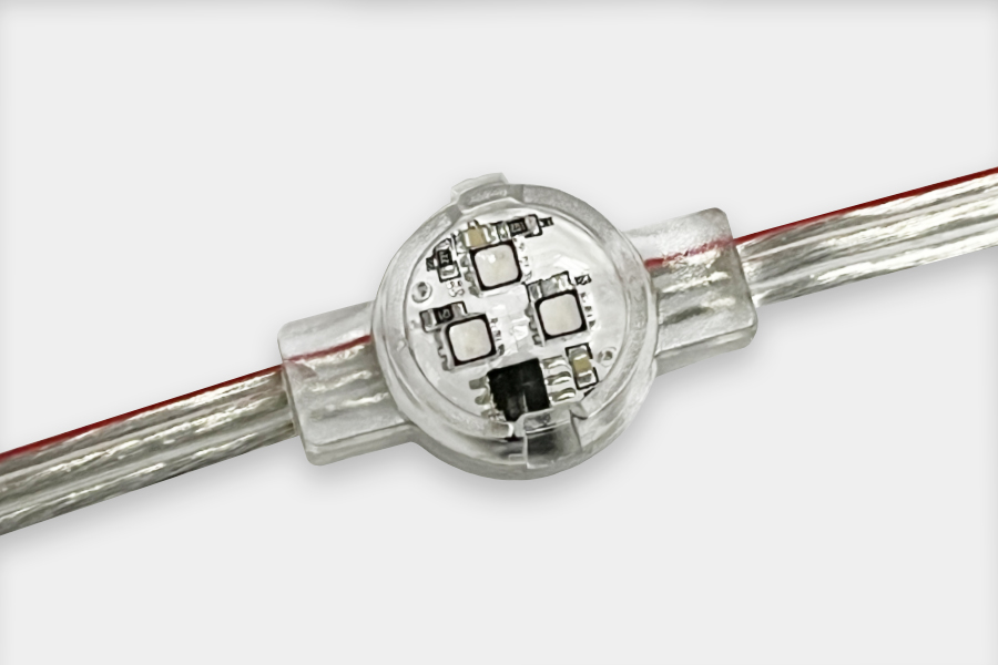Видеомодуль Медиа Смарт 3 диода 3535 RGB упр. IC1903, диаметр 20 мм, IP68, 12V, 110 мм между центрам